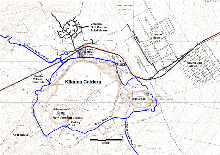 kilauea volcano map. Map showing the location of