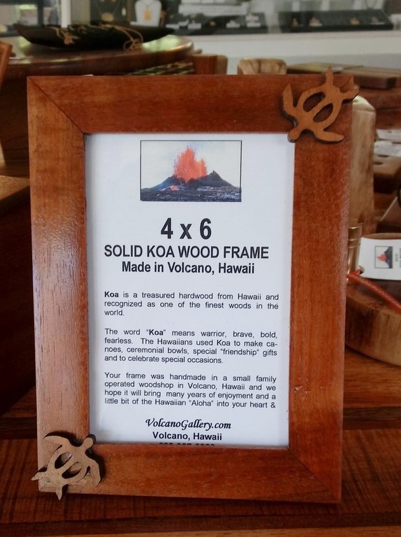 4x6 solid Koa Frame with Honu (Turtle), a symbol of Good Luck in Hawaii