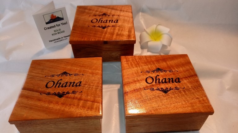 Ohana Koa Wood Treasure Boxes