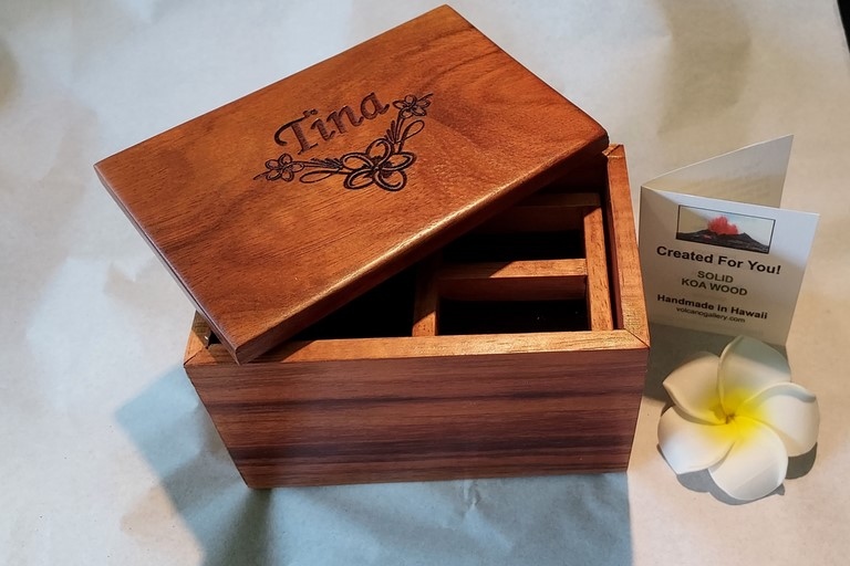 Personalized Solid Koa Wood Jewelry Box - Free Engraving - Handmade in Hawaii 