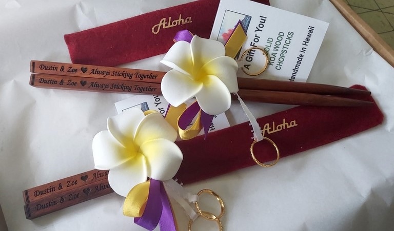 Solid Koa Wood Wedding Chopsticks - Handmade in Hawaii 