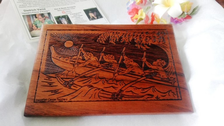 Engraved Koa Wood Canoe Plaque